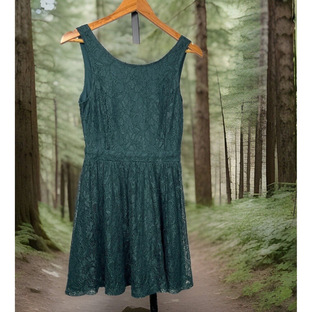 Forever 21 Dress Sleeveless Mini Backless Lace Up‎ Green Small Romantic Fairy